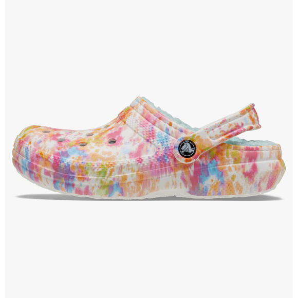 Crocs Classic Lined Tie-Dye Clog, Sabot Mixte, Orange Zing/Multi, - Picture 1 of 6